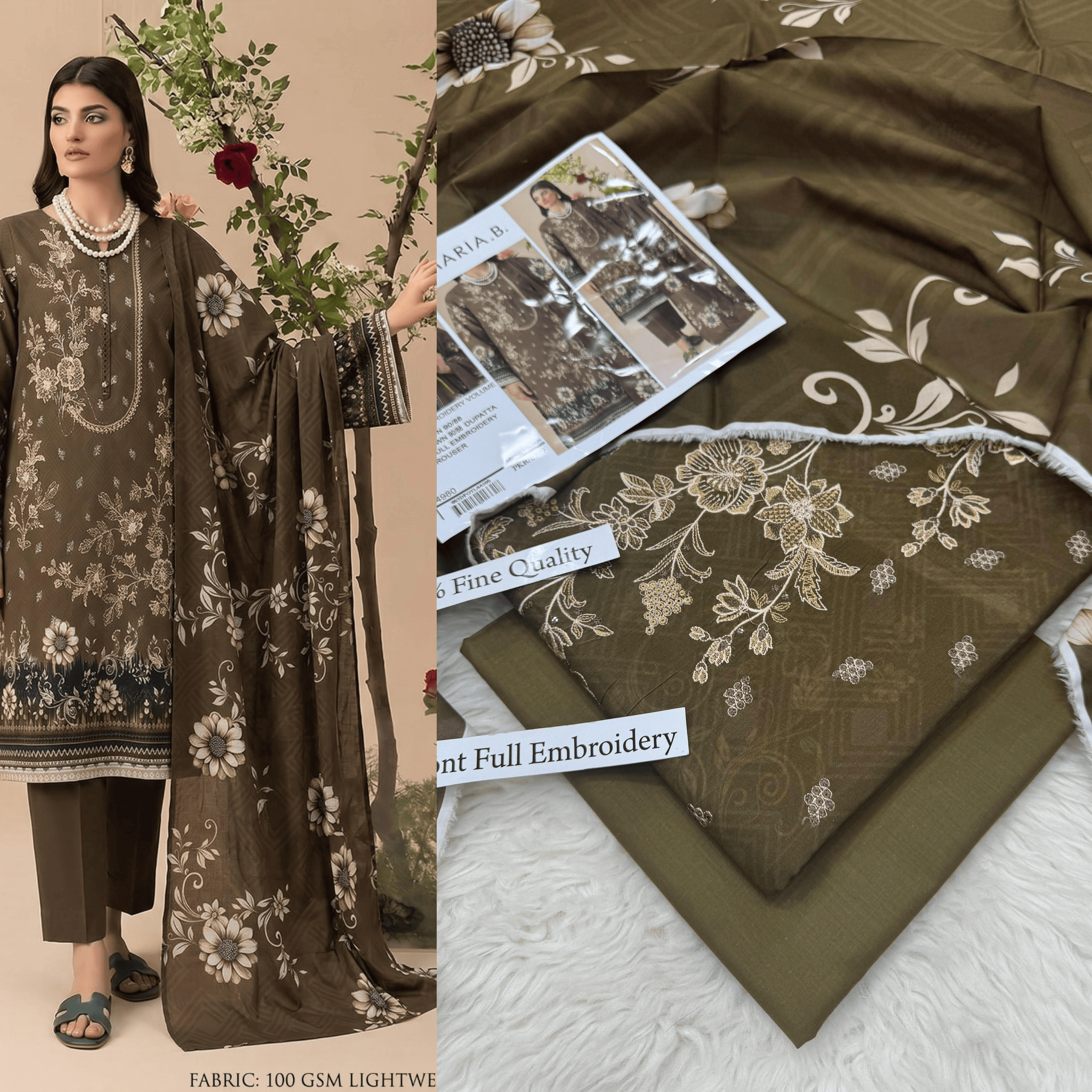 Maria B Luxury Digital Print Embroidered Lawn Suit | Airjet 90/88 Collection