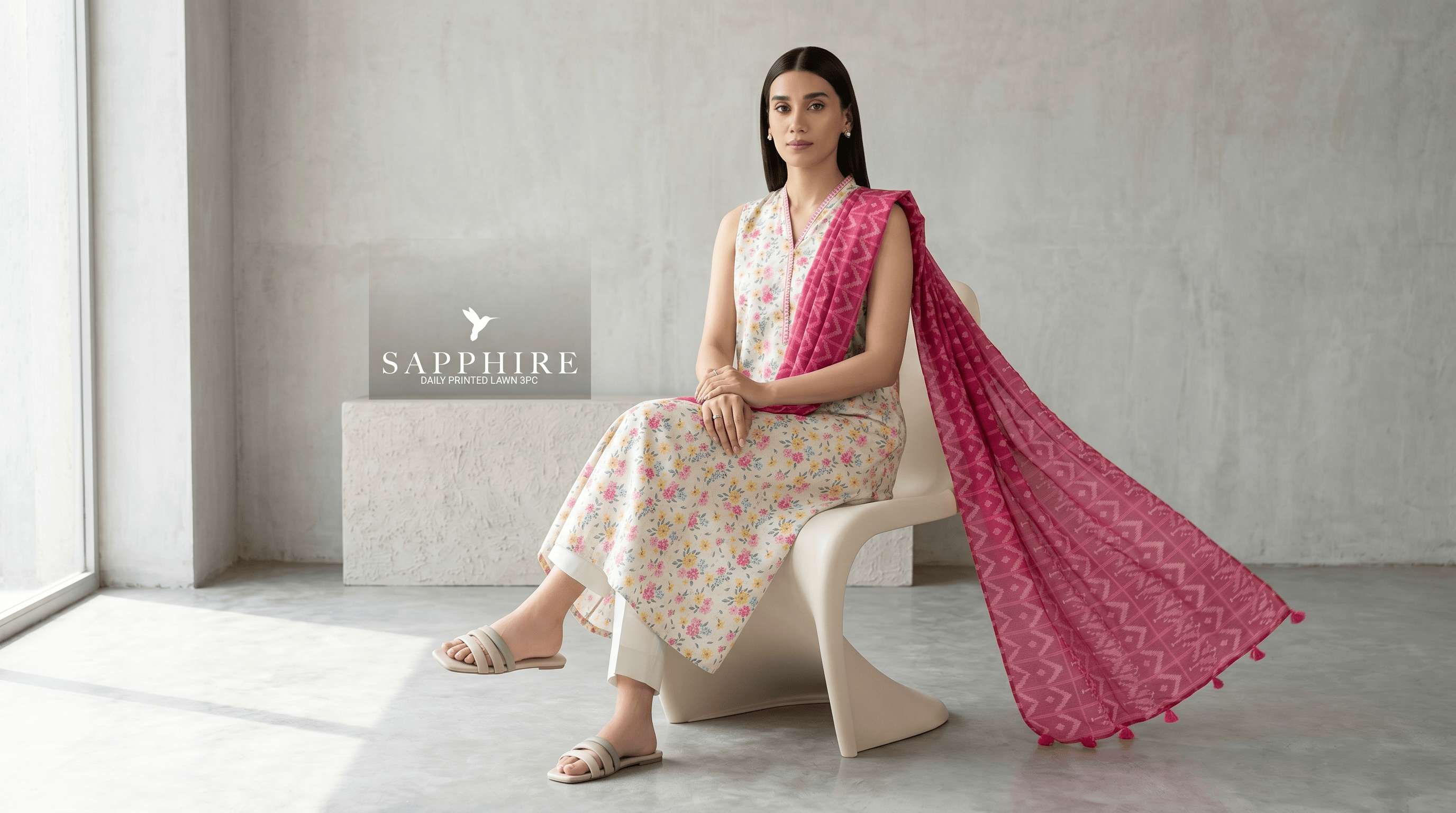 Sapphire – Premium Printed Lawn Suit: Made with soft, breathable lawn fabric to keep you cool and comfortable throughout the day