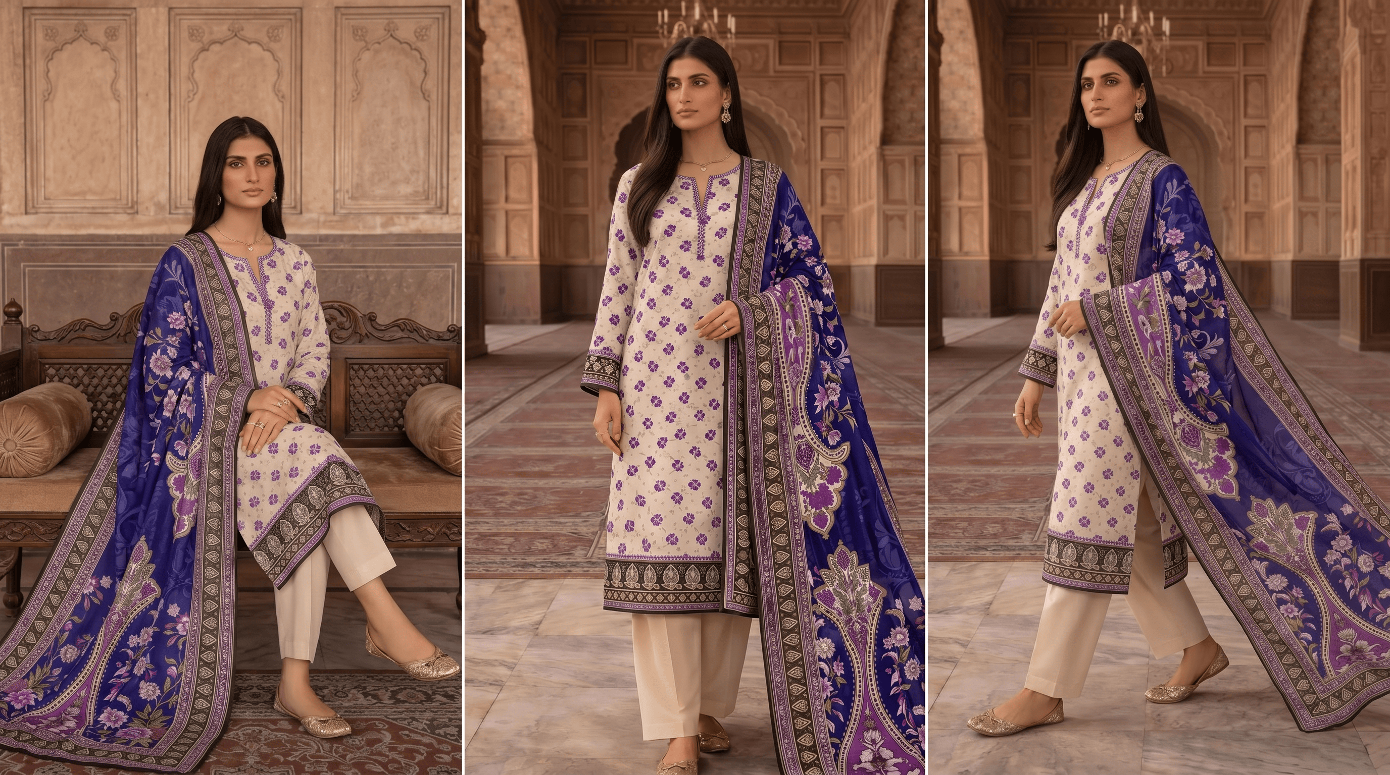 J.Cloths Official Premium Lawn 3-Piece Floral Summer Suit