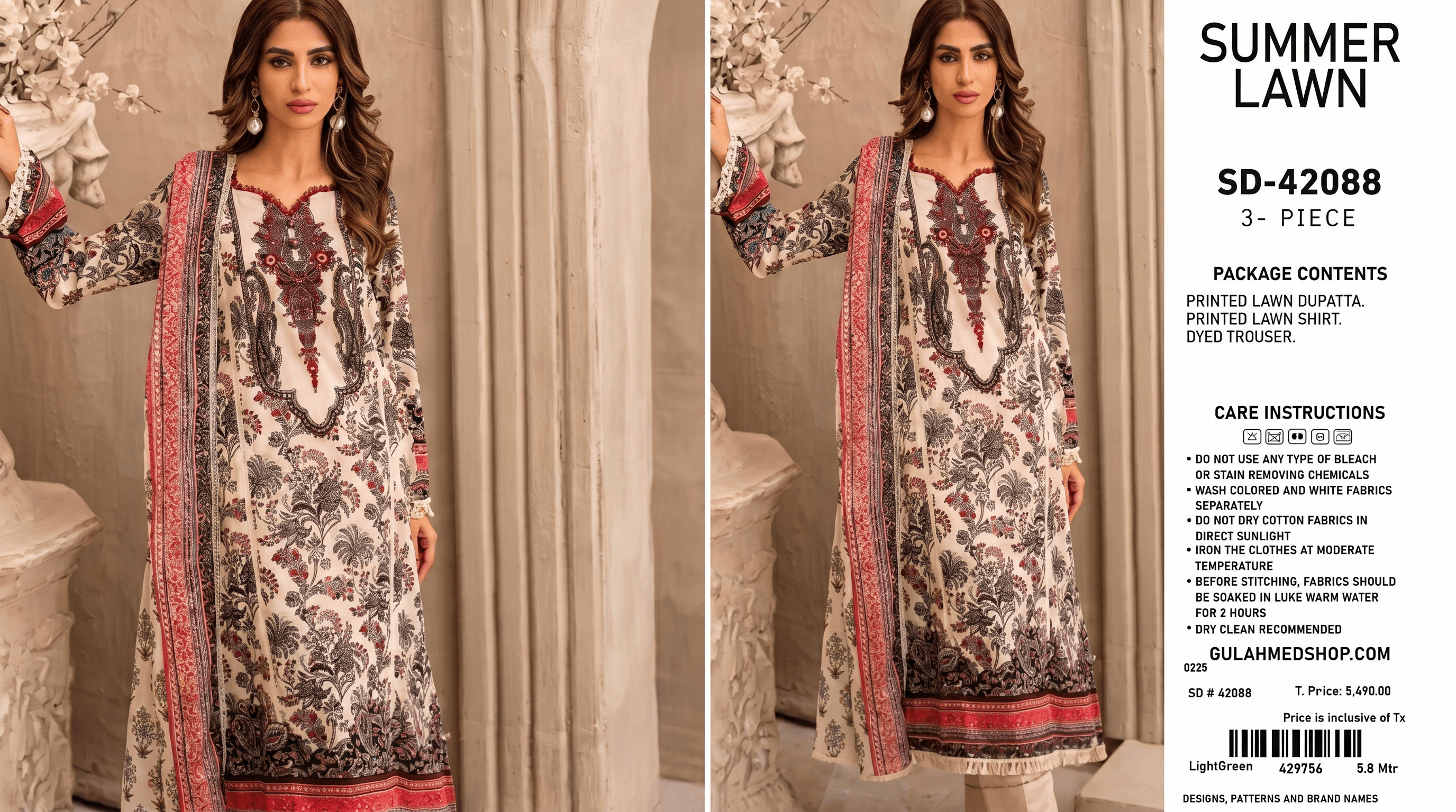 🌸 GUL AHMED SUMMER LAWN 3-PIECE SUIT – ELEGANT PRINTED SUMMER OUTFIT 🌸