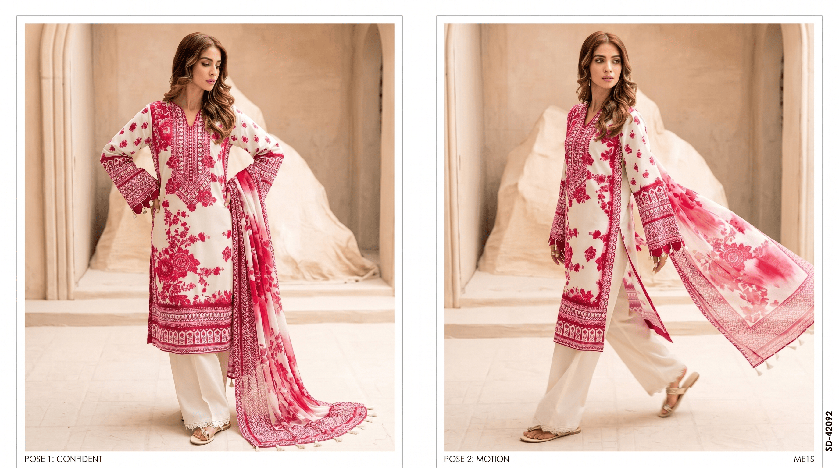 ✨ GUL AHMED – ELEGANT PINK FLORAL PRINTED LAWN 3-PIECE SUIT ✨