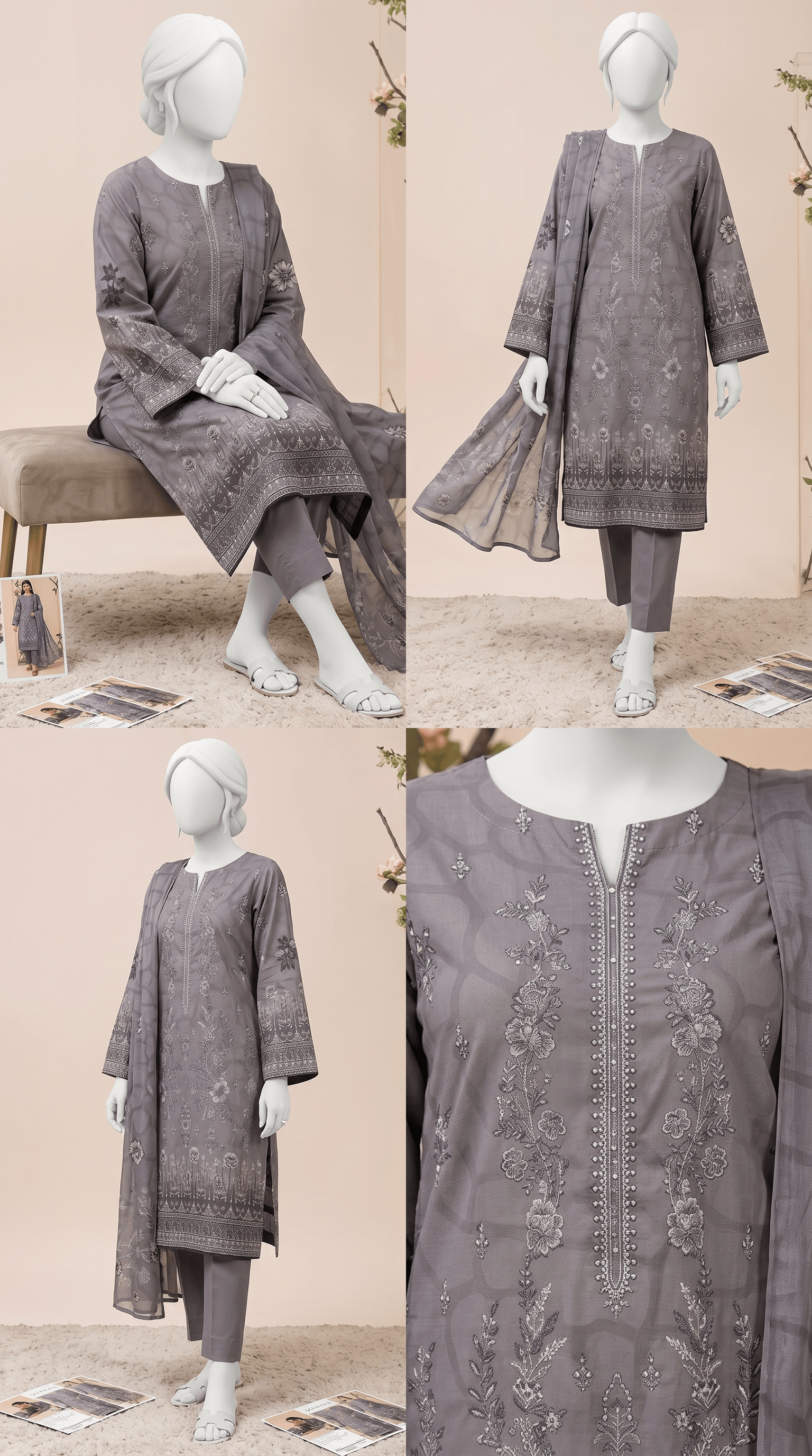 Maria B Luxury Digital Print Embroidered Lawn Suit | Airjet 90/88 Collection
